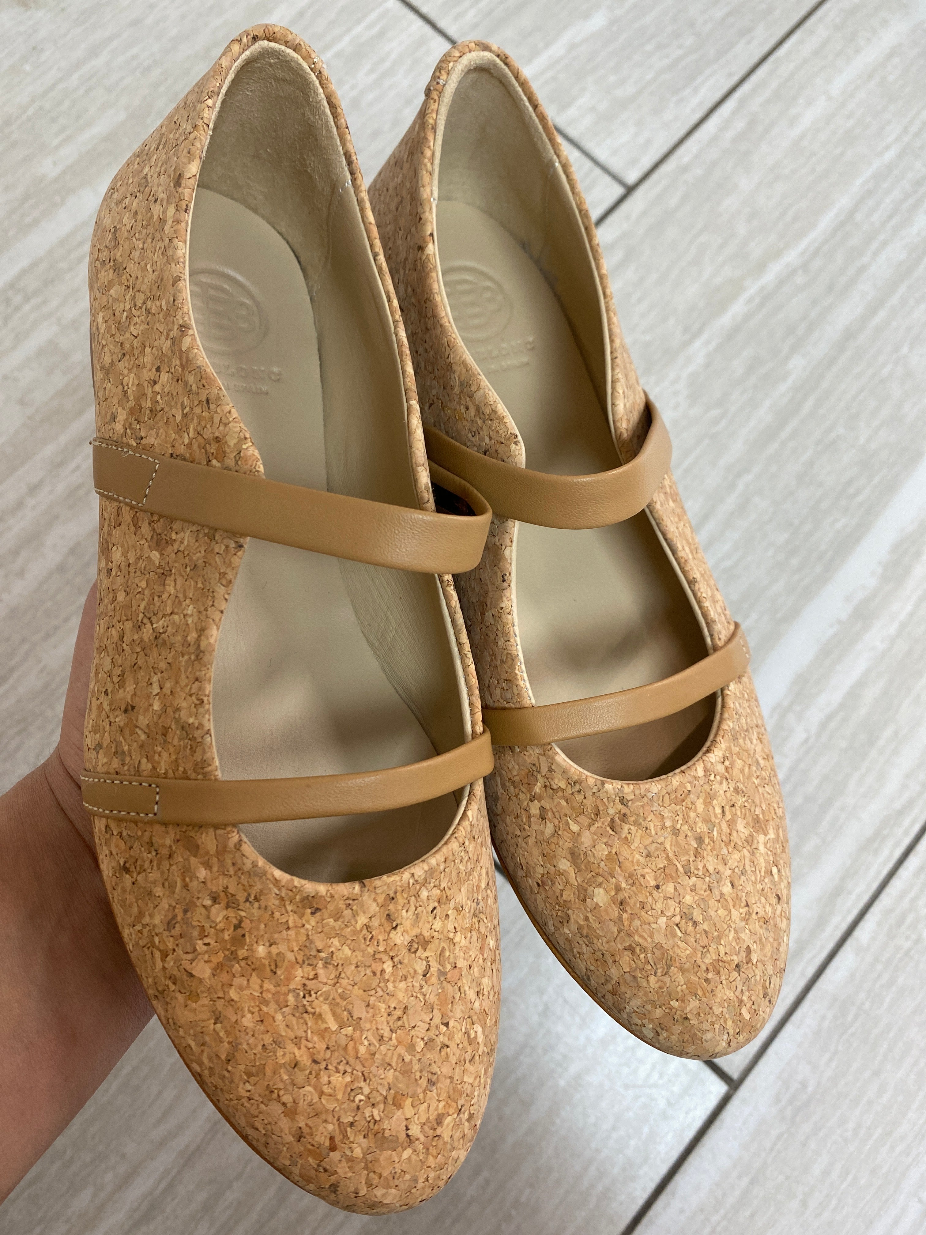 Blublonc Beige Cork Double Strap Mary Jane Shoes - Comfortable & Stylish Women's Casual Flats for Work, Walking & Everyday Wear