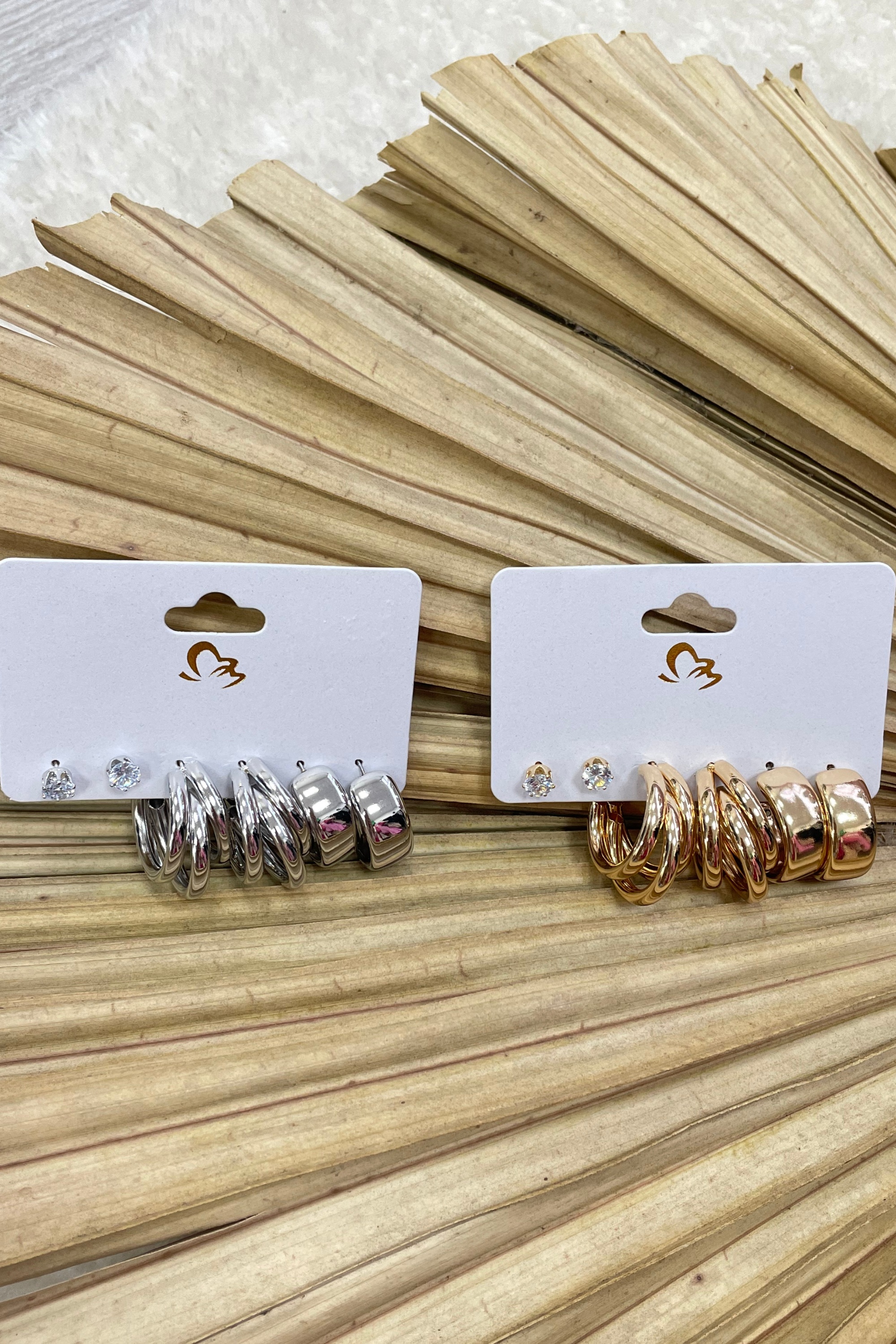 Triple Pack Hoop and Stud Earrings Set - Silver & Gold Options for Women | Perfect for Everyday Wear, Parties & Gifting
