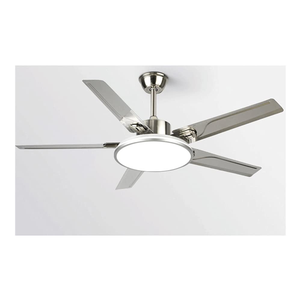52 Inch Brushed Nickel Ceiling Fan with Lights & Remote Control - 5 Blades, Silver Finish - Perfect for Living Room, Bedroom & Dining Room Cooling & Lighting