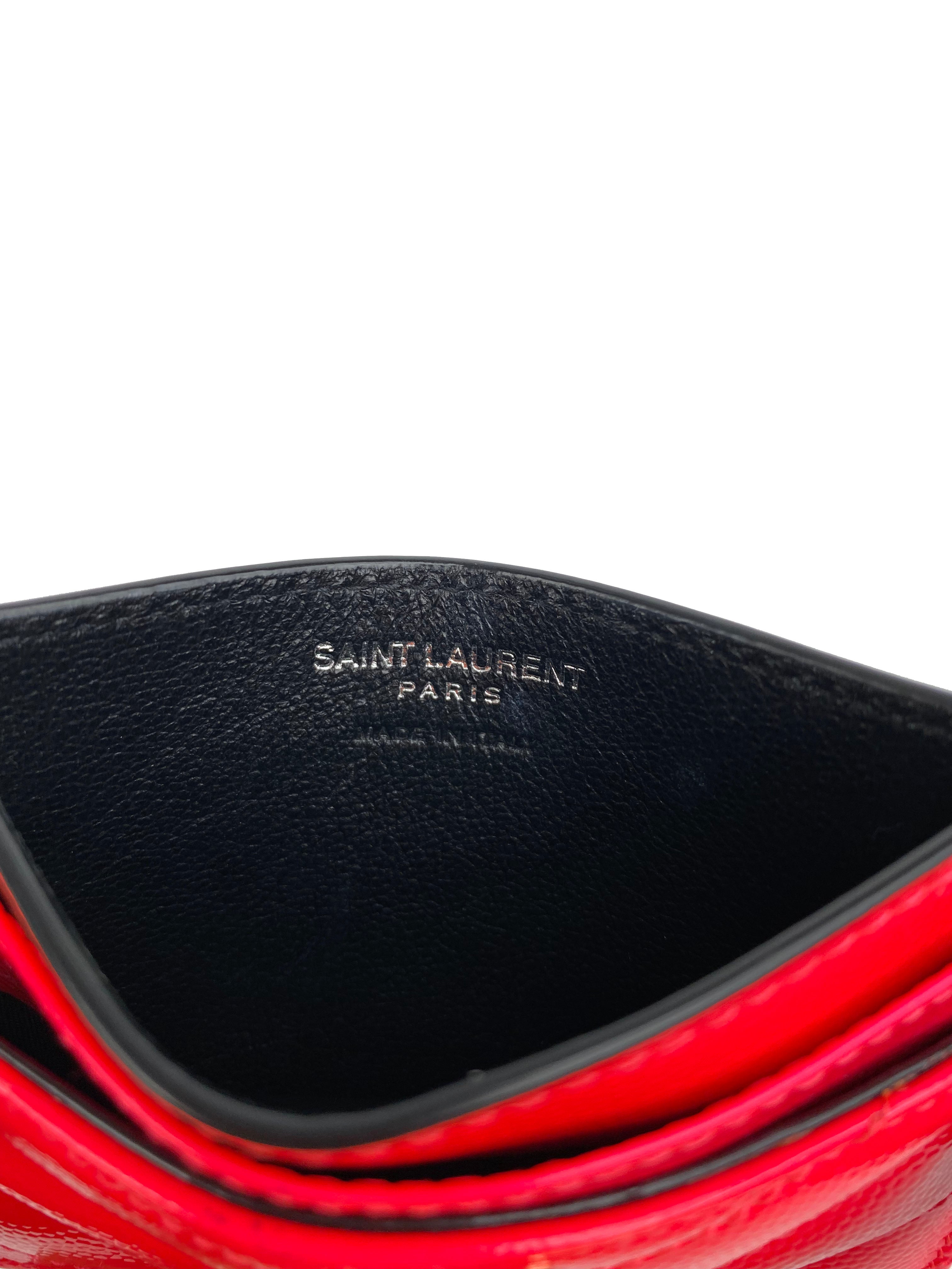 Saint Laurent Neon Pink Leather Card Holder - Slim RFID Blocking Wallet for Women & Men | Perfect for Everyday Use, Travel & Gift Giving