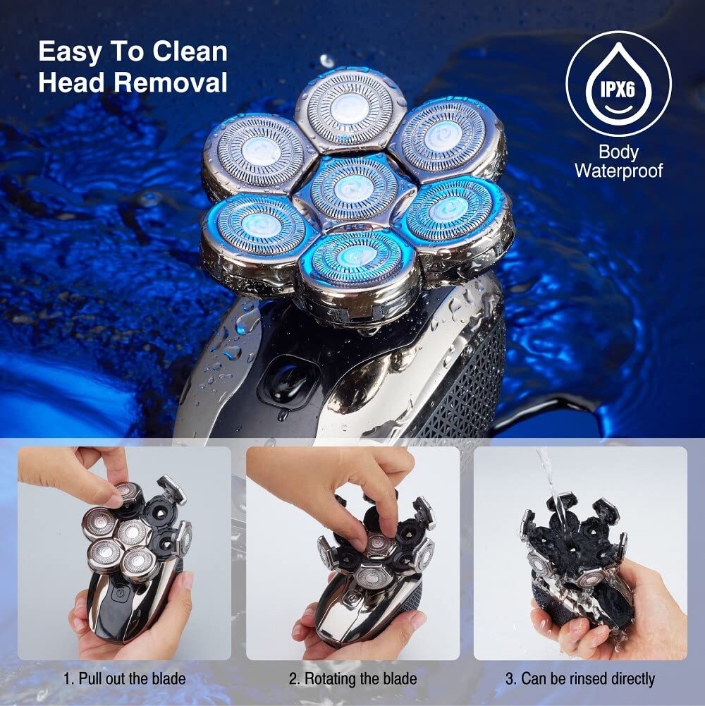 5-in-1 Electric Razor for Men - Waterproof Wet/Dry Shaver with 7D Floating Heads & Hair Clipper | Perfect for Travel, Home Use & Gift Giving