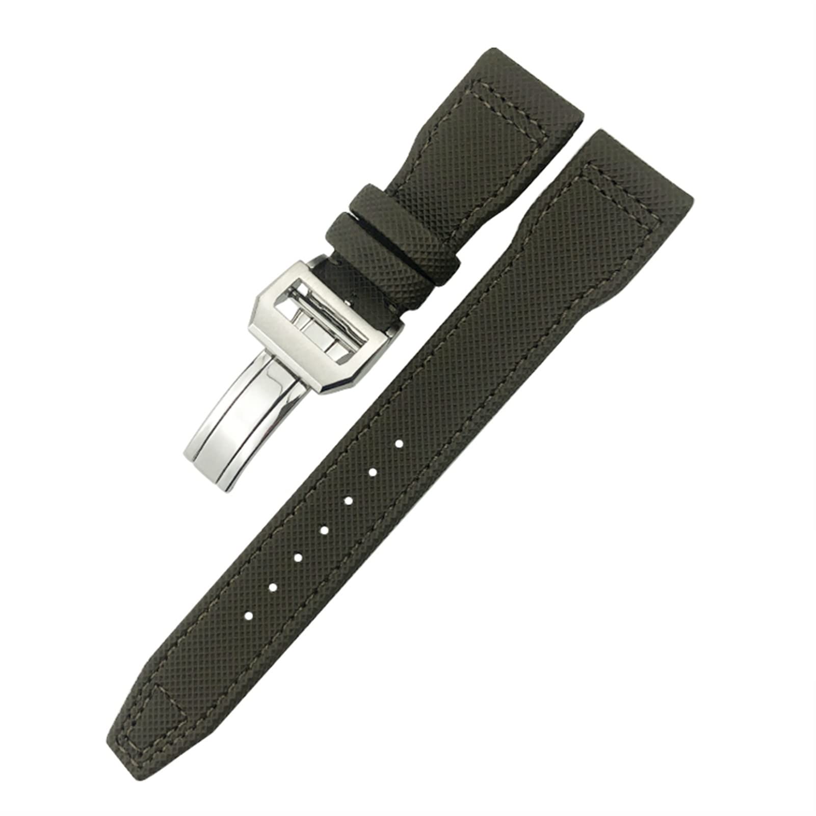 **WSCEBCK Fiber Canvas Watch Band 20mm 21mm 22mm for IWC Le Petit Prince & Big Pilot TOP Gun IW3777 - Durable Sport Watch Strap (Green Square Buckle, 21mm) - Perfect for Casual, Outdoor & Aviation Enthusiasts**