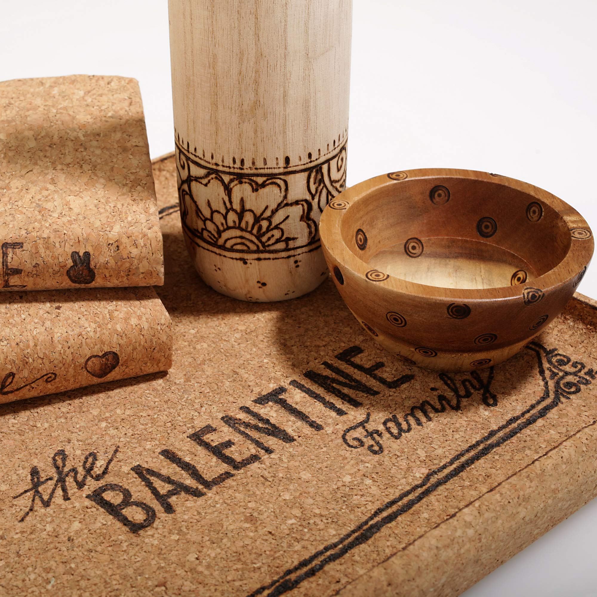 Wood Burning Kit with Plaid Stencil - Pyrography Pen for DIY Crafts, Woodworking, and Leather Engraving - Perfect for Home Decor, Personalized Gifts & Art Projects