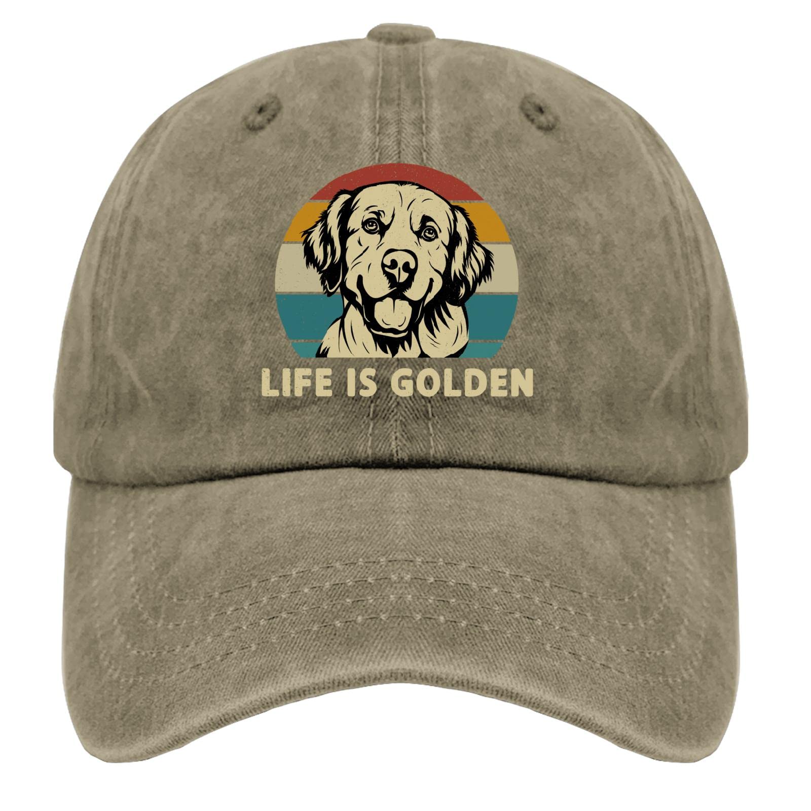 Golden Retriever Baseball Cap for Men & Women - Cute Dog Lover Hat with 'Life is Golden' Embroidery - Perfect for Dog Parks, Pet Lover Gifts & Casual Outings