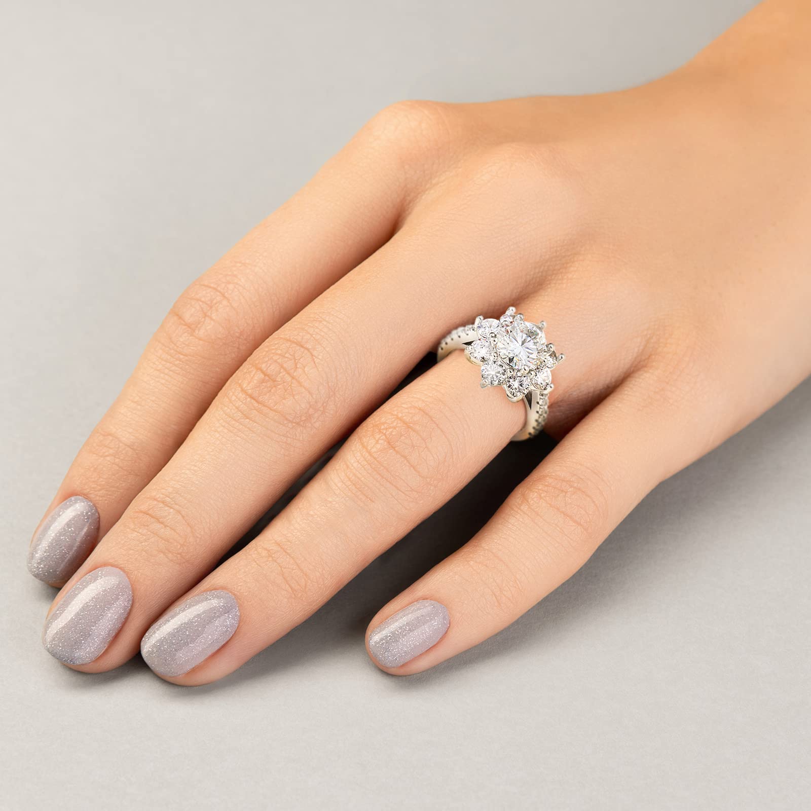 2 Carat Moissanite Engagement Ring for Women - 925 Sterling Silver Sunflower Wedding Band with Certificate | Anniversary Gift, Promise Ring, Bridal Jewelry for Her