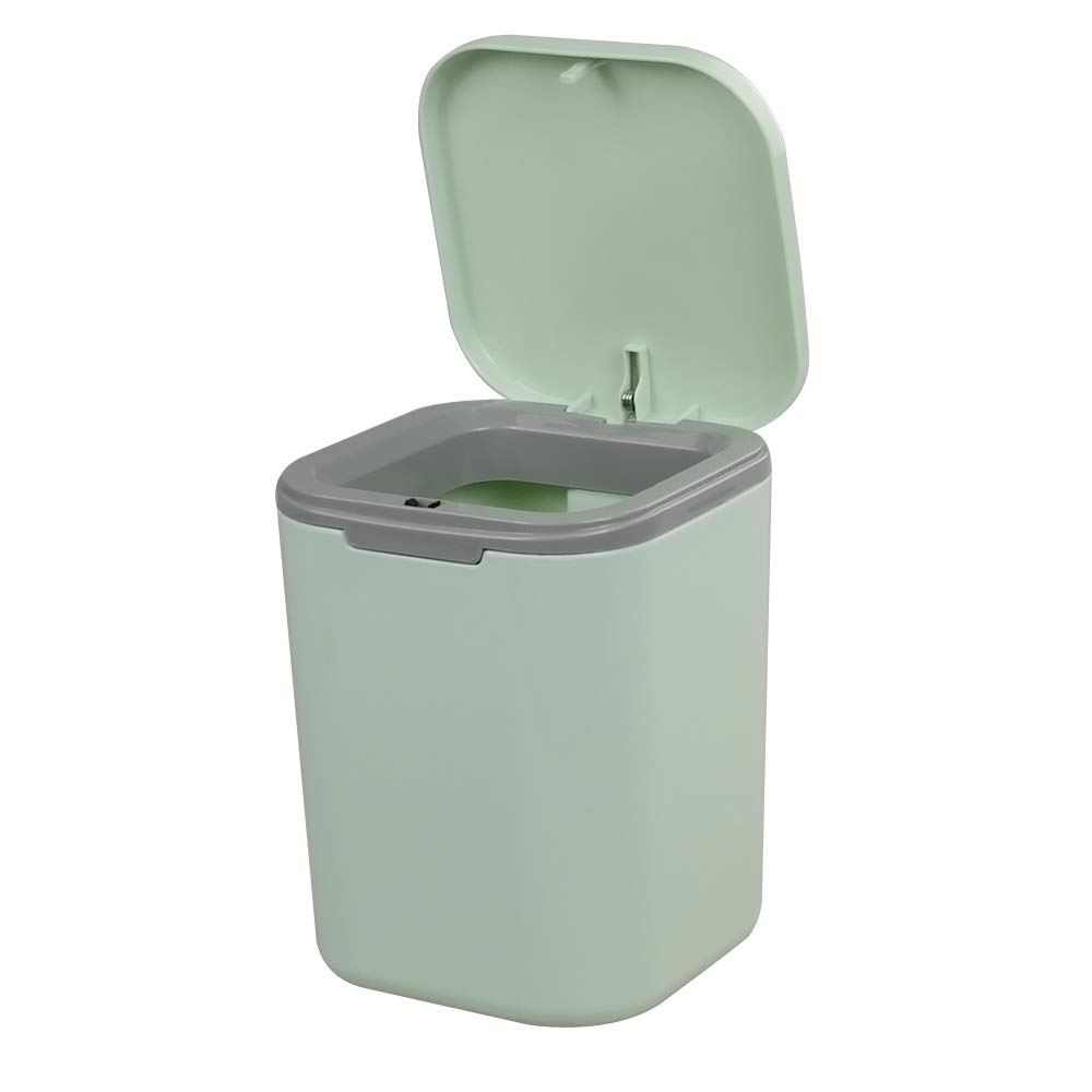 Compact 0.5 Gallon Push-Button Trash Can for Kitchen Countertop - Space-Saving Small Waste Bin with Lid, Perfect for Bathroom, Office, or Dorm Room (Green)