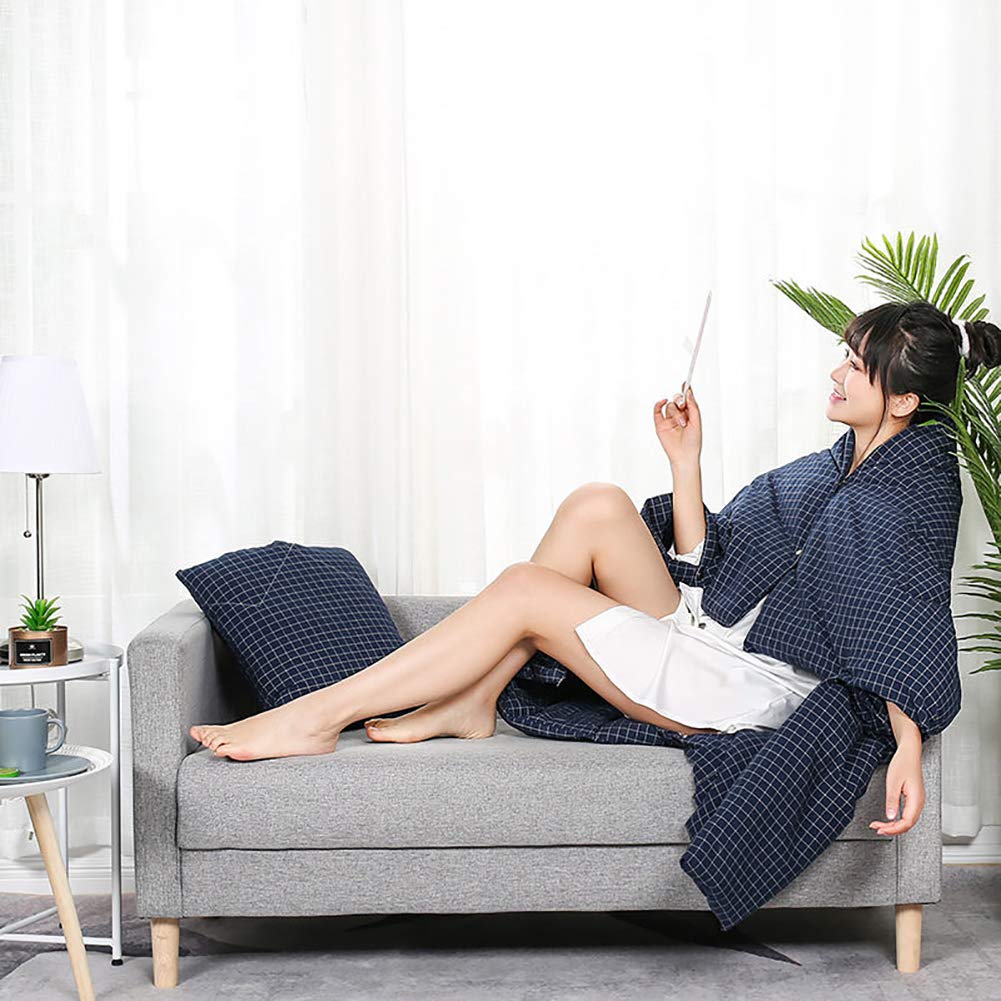 Youlubedding Cotton Multifunctional Warm Blanket - 2 in 1 Throw Pillow & Shawl for Office Nap, Travel & Home Use - Soft Cotton Shell for Ultimate Comfort