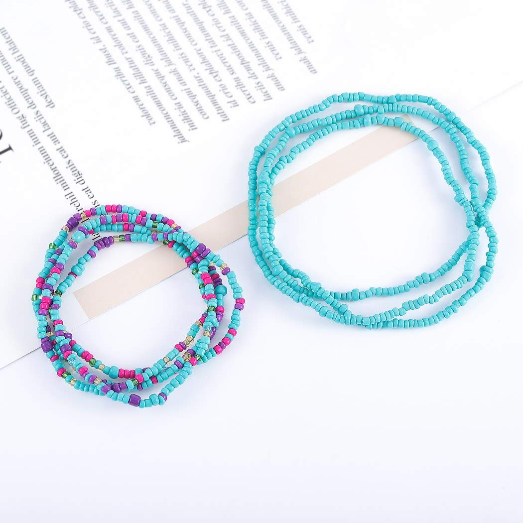 Boho Waist Chain Body Jewelry - African Beaded Belly Chains for Women & Girls - Colorful Bikini Accessories for Beach, Festival & Summer Outfits