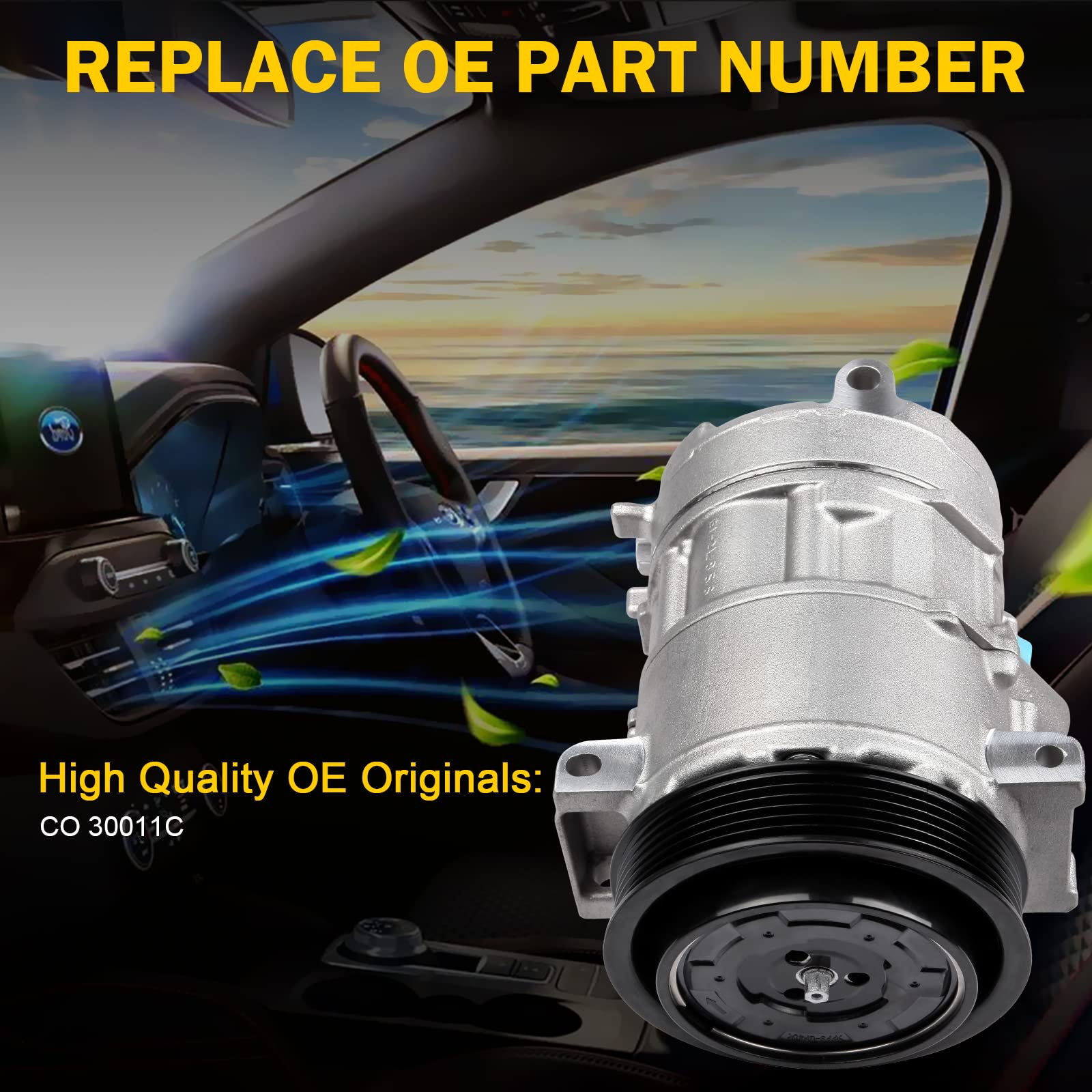 2009-2012 Dodge Caliber & 2009-2016 Jeep Patriot AC Compressor with Clutch - OEM Replacement Part 30011C - Perfect for Summer Cooling & Auto AC Repair