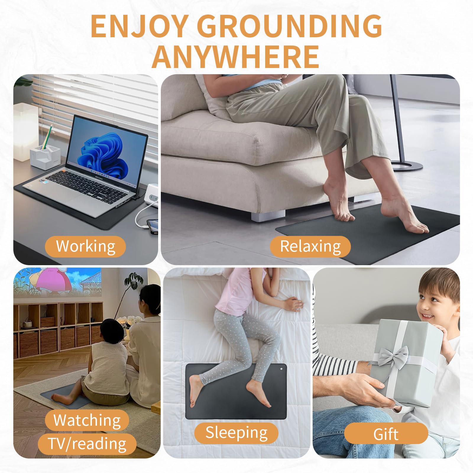 Grounding Mat 23.6x13 Inch with 15ft Cord for Computer, Sleep & Pets