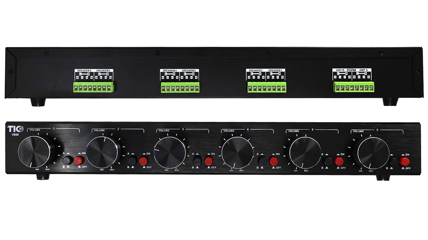 TIC V806 6-Channel Speaker Selector Switch - Multi-Zone A/B Speaker Distribution System for Home Theater & Audio Setup | Perfect for Whole House Audio, Multi-Room Music & Entertainment Systems