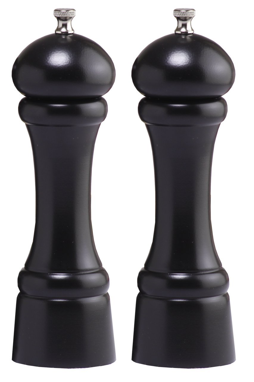 Premium 8 Inch Windsor Pepper Mill and Salt Mill Set - Ebony Wood - Perfect for Gourmet Cooking, Dining, and Kitchen Decor