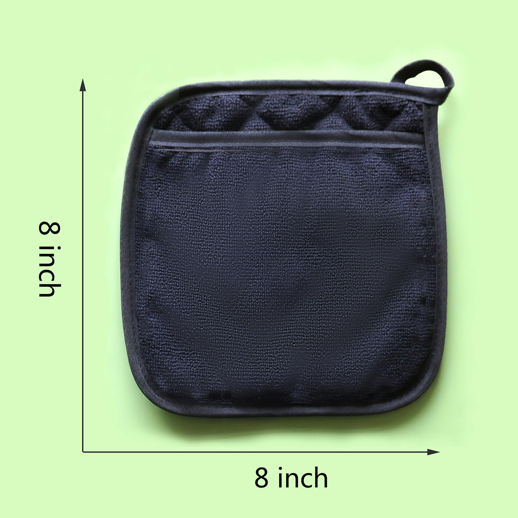 Premium 2-Pack Heat Resistant Cotton Terry Pot Holders for Kitchen - Oven Mitts & Hot Pads Set for Cooking, Baking, Grilling - Ideal for Stovetop, Oven & BBQ Use (Black)