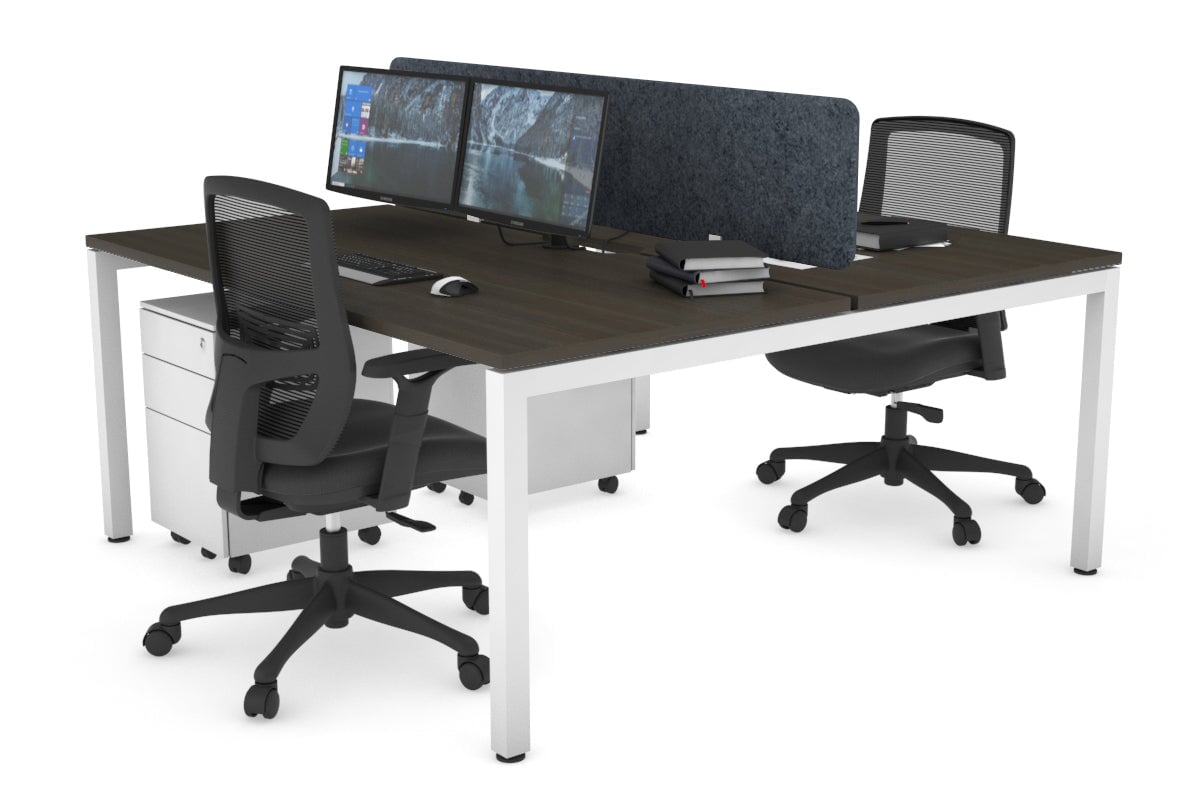 Quadro Square Legs 2 Person Office Workstation Desk - 1200L x 800W with Cable Management Scallop - Perfect for Shared Workspaces & Home Offices