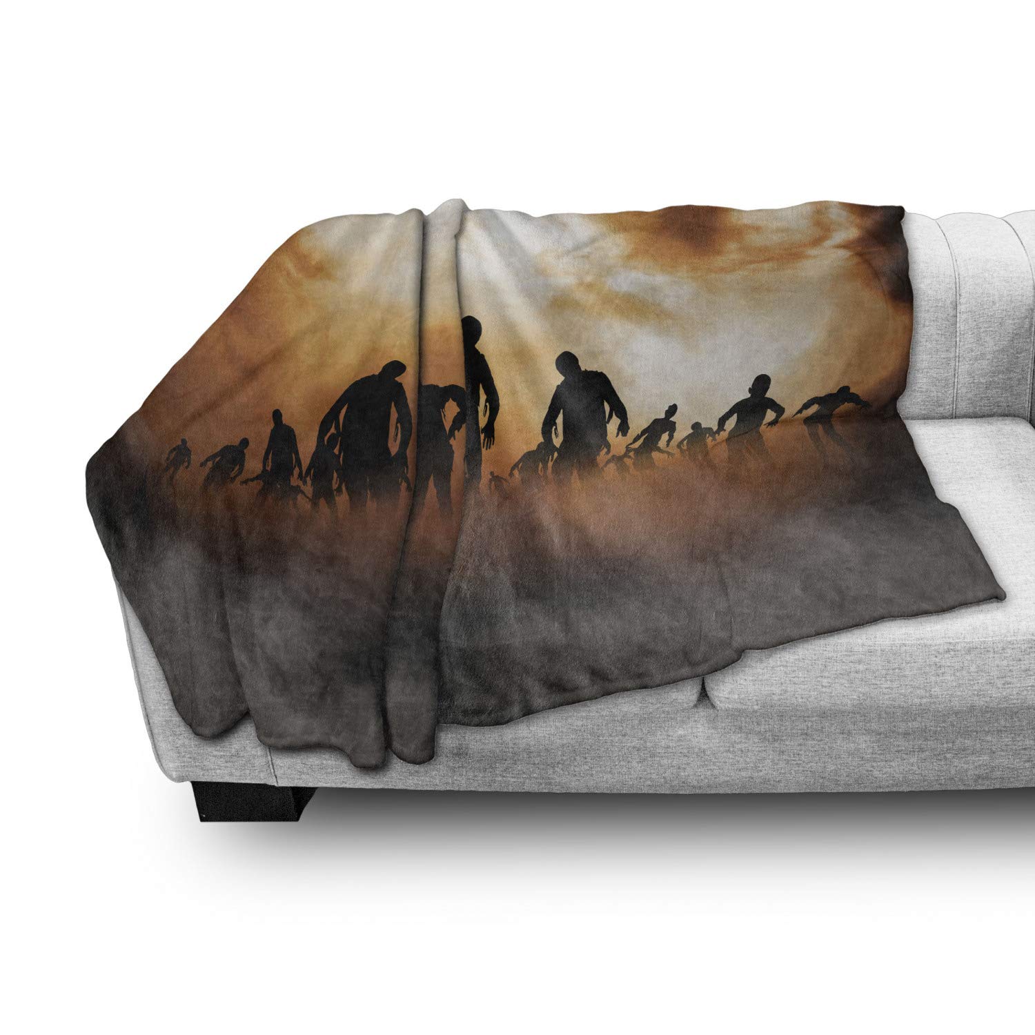Ambesonne Halloween Zombie Print Fleece Throw Blanket - Soft Plush Flannel Blanket for Indoor & Outdoor Use, 70