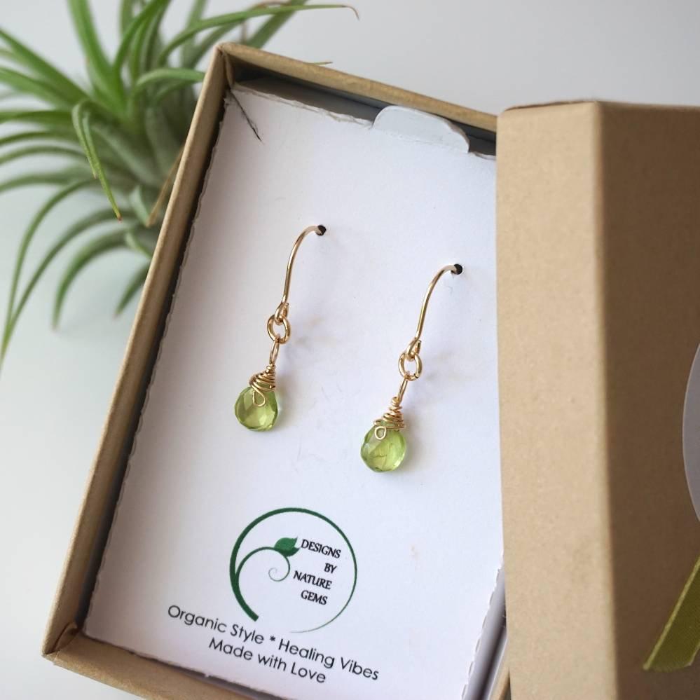 Peridot Earrings for Women - 14k Gold Filled Teardrop Dangle Earrings | Perfect for Weddings, Parties & Everyday Elegance