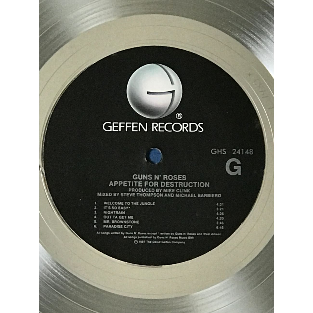 Guns N' Roses Appetite For Destruction 10x Platinum Vinyl Record - RIAA Certified Award - Perfect for Rock Music Collectors & Home Decor
