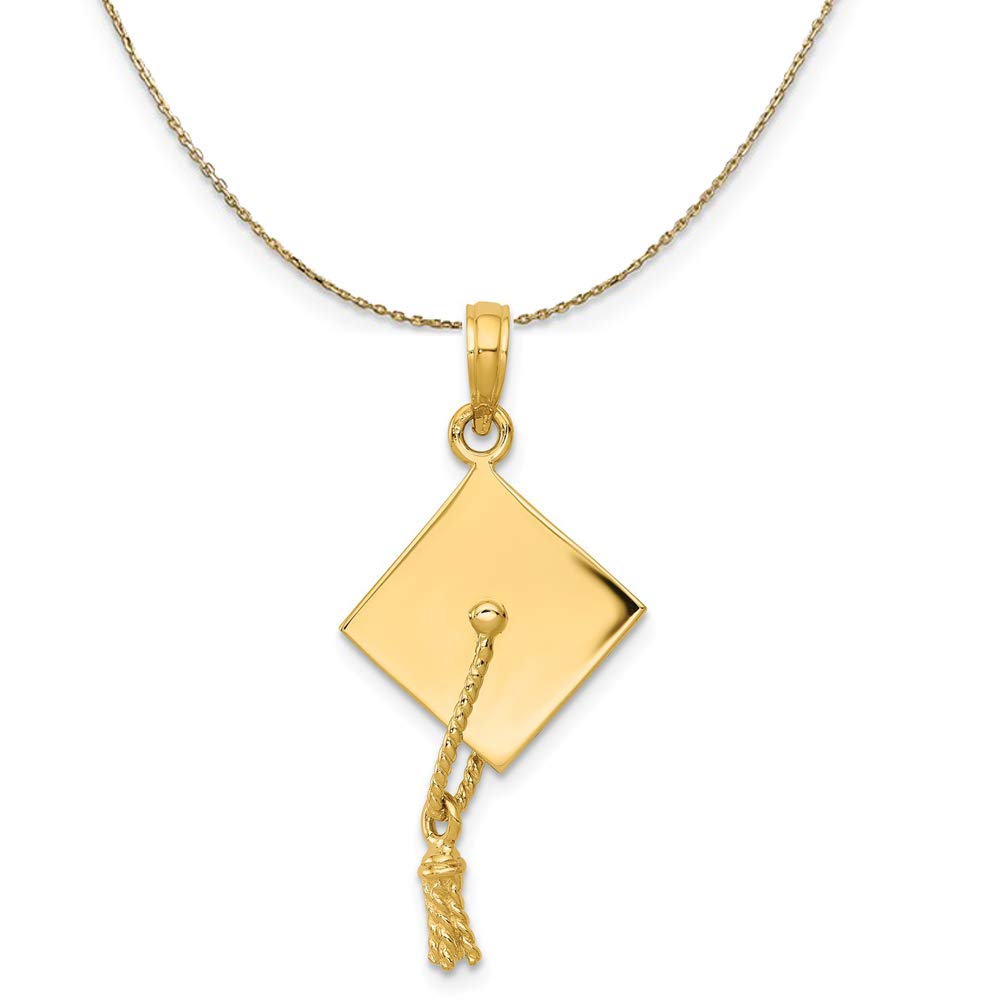 14k Yellow Gold Graduation Cap Necklace - Perfect Gift for Graduates