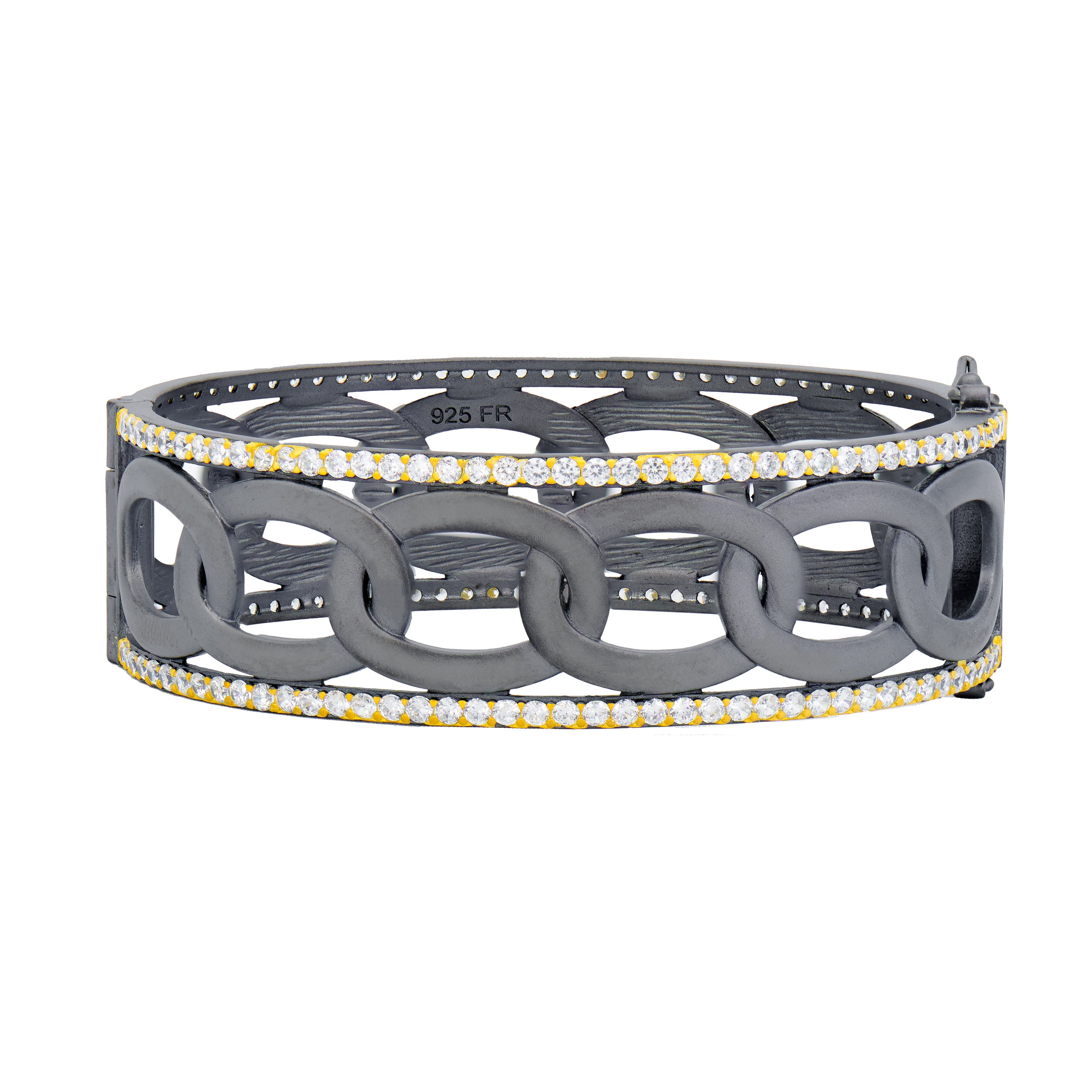 Signature Grit Chain Link Statement Bangle - Bold & Edgy Women's Jewelry for Everyday Wear & Special Occasions