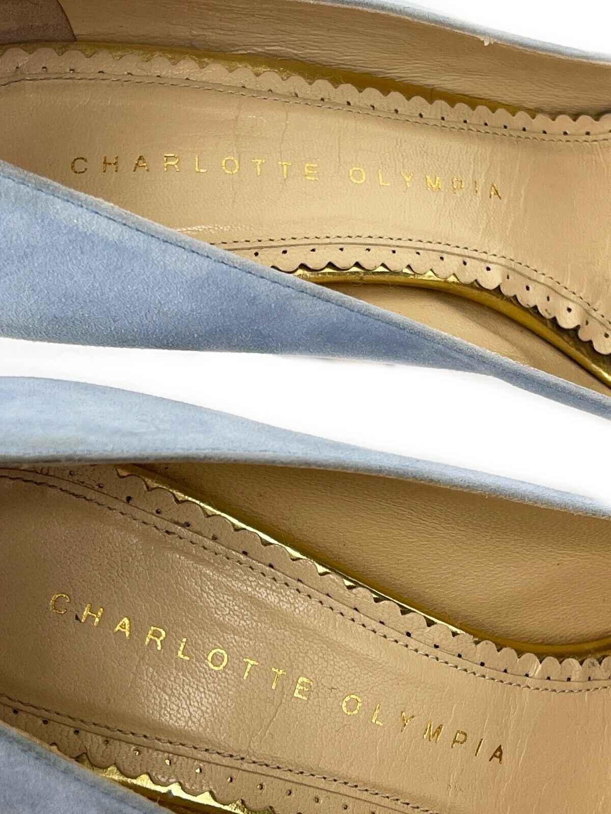 Charlotte Olympia Very Good Dolly Light Blue Suede Pumps Women's Size 36.5 (US 6.5) - Perfect for Weddings, Parties & Special Occasions