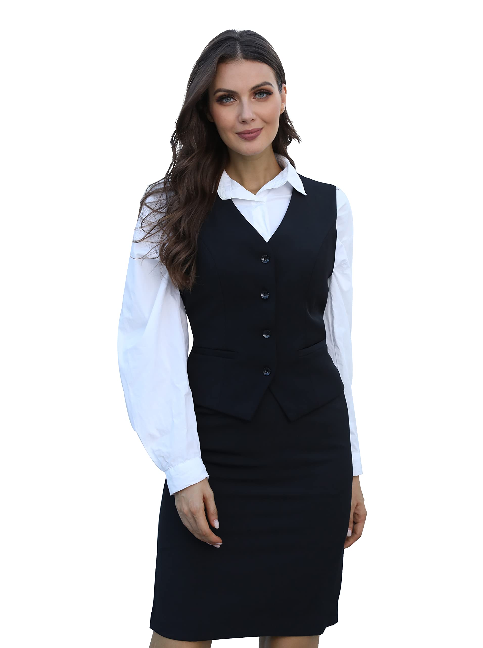 V VOCNI Women's Vest & Blazer 2-Piece Suit Set - Professional Office Wear, Business Attire for Women, Formal Outfit for Work & Meetings