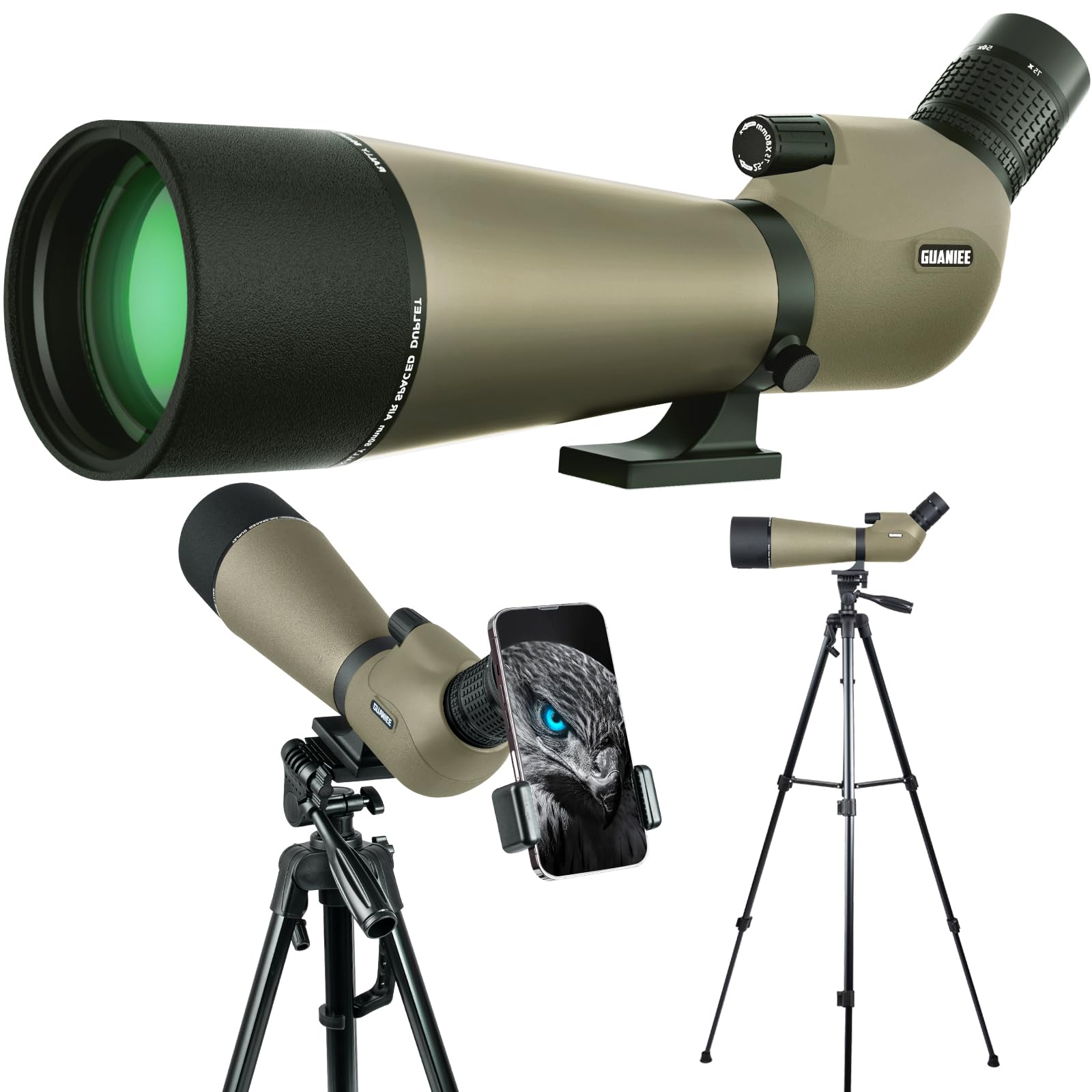 25-75x80 High Power Spotting Scope for Target Shooting & Hunting - Upgraded Tripod, Carrying Bag & Phone Adapter - Perfect for Bird Watching, Wildlife Viewing, Range Shooting & Outdoor Adventures