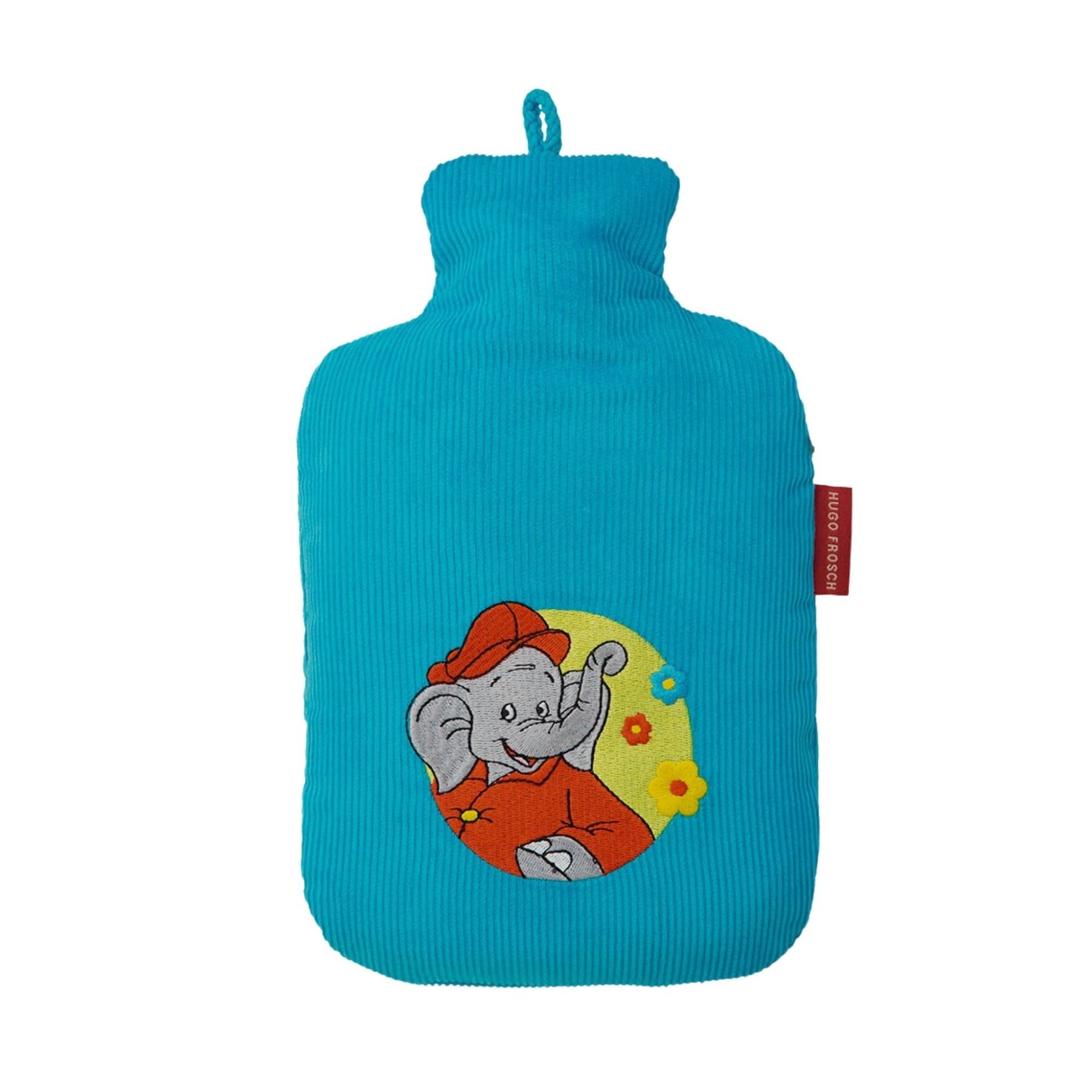 0.8L Eco-Friendly Hot Water Bottle with Adorable Elephant Cover - Benjamin The Elephant Design, Rubber-Free, BPA-Free - Perfect for Winter Warmth, Period Pain Relief & Cozy Nights