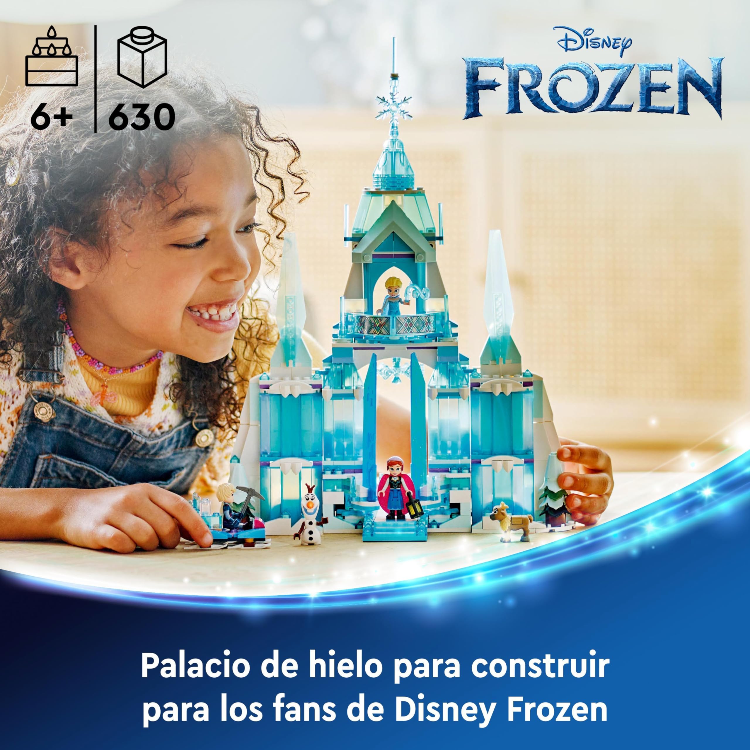 LEGO Disney Princess Frozen Elsa's Ice Palace Castle Toy Set with Mini Elsa, Anna & Kristoff Dolls, Sven Reindeer Figure - Fantasy Gift for Girls & Boys Ages 6+ | Creative Play, Birthday & Christmas Present