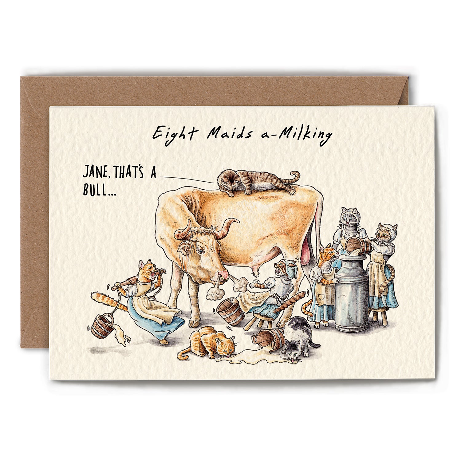 Eight Maids Milking Christmas Card - Unique Holiday Greeting Card for Coworkers, Friends & Family - Perfect for Office Gifts, Holiday Parties & Festive Celebrations