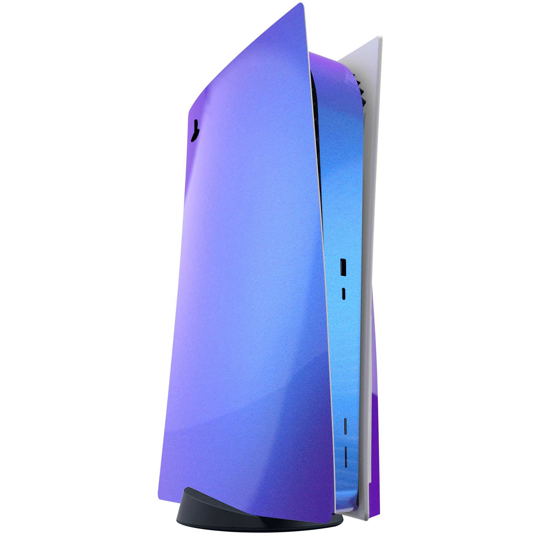 PlayVital Chrome Purple Blue Glossy Full Skin Decal Set for PS5 Console Disc Edition - Vinyl Sticker Cover for PS5 Controller, Charging Station, Headset & Media Remote - Perfect for Gaming Setup & Customization