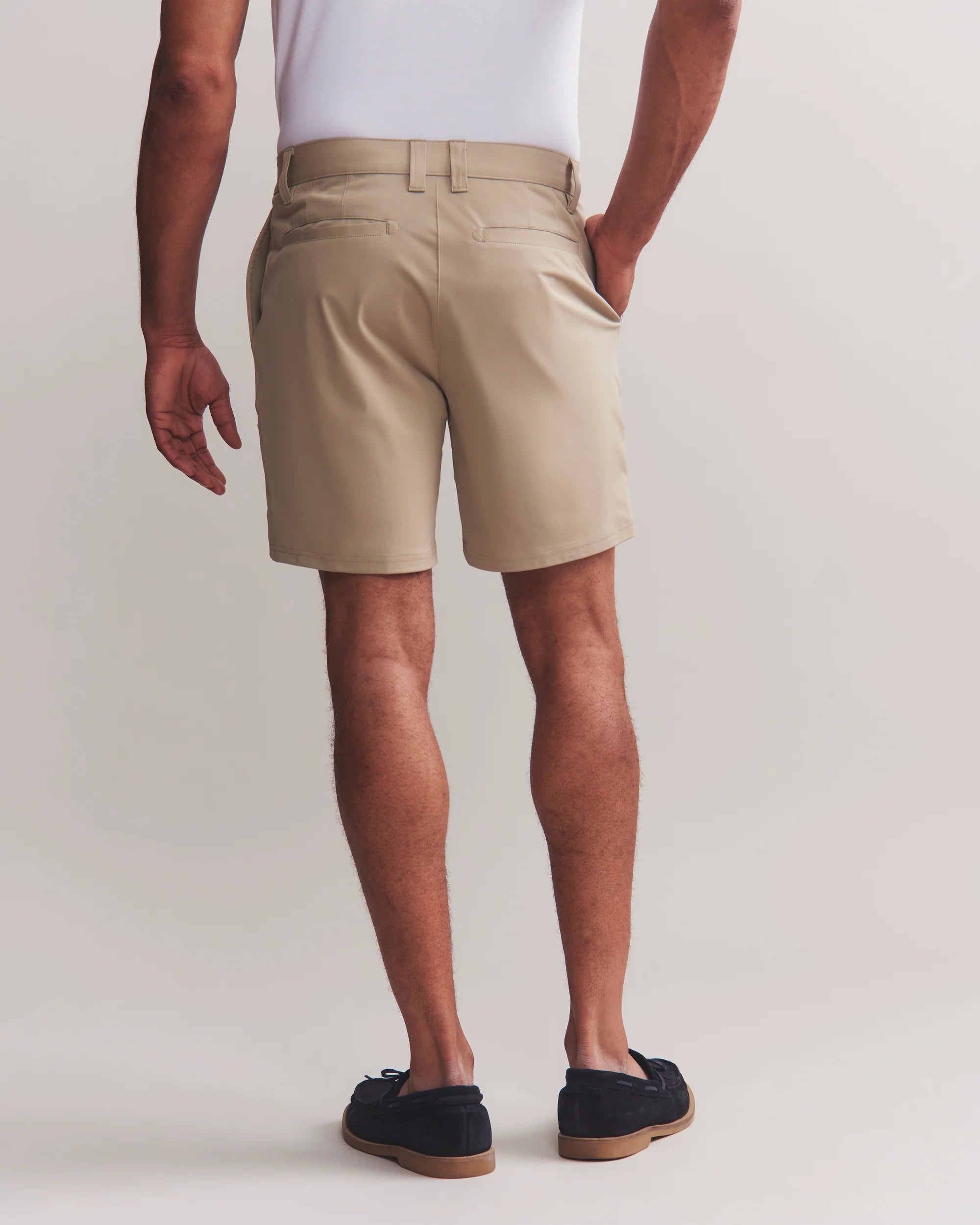 Rhone Men's 7 Inch Commuter Shorts - Quick-Dry, Stretchable & Breathable Active Shorts for Running, Gym & Travel | Khaki Color