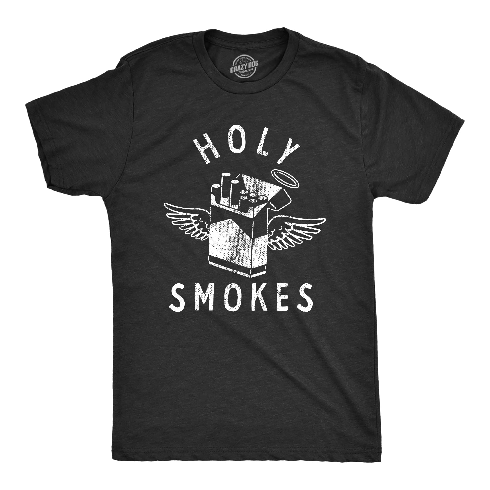 Funny Holy Smokes T-Shirt for Men - Sarcastic Cigarette Joke Angel Graphic Tee | Cool Casual Wear for Parties, Gifts & Everyday Outfits