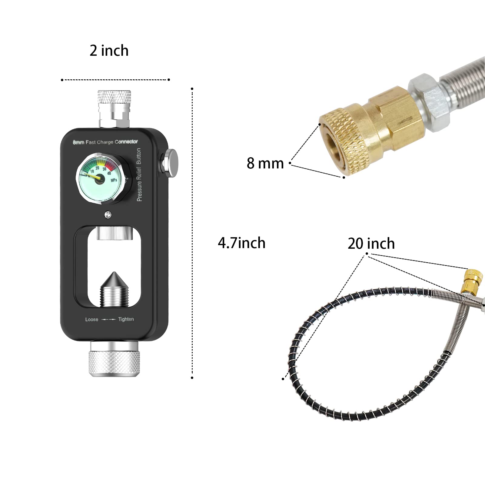 4500 PSI Scuba Tank Paintball Fill Adapter - HPA PCP Air Rifle Refill Station with Quick Connect for Scuba Diving, Paintball & Airsoft | Perfect for Home, Field & Outdoor Adventures