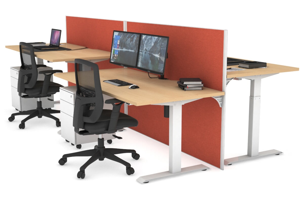 Just Right Height Adjustable 4-Person Workbench | 1400L x 800W Office Desk with Cable Management | Perfect for Team Collaboration & Computer Workstations