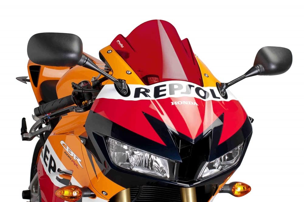 Puig 6478R Red Racing Windshield Screen - High-Quality Motorcycle Windshield for Sport Bikes, Durable Polycarbonate, Aerodynamic Design - Perfect for Racing, Touring, and Daily Commuting