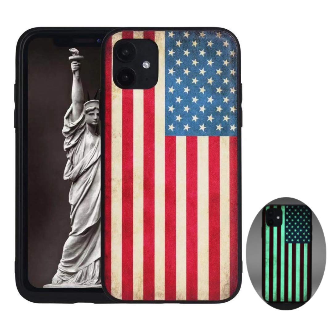 X Spirit American Flag iPhone 11 Case - Premium Leather Finish with Glow in The Dark Protection | Patriotic Phone Cover for iPhone 11 (6.1 Inch) | Perfect for 4th of July, Veterans Day & Patriotic Events