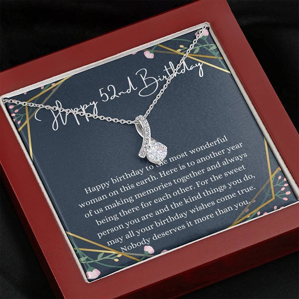 Handmade Personalized Message Card Jewelry Necklace - Custom Petit Ribbon Birthday Gift for 52 Year Old Women | Perfect for 52nd Birthday Celebrations, Anniversaries & Special Occasions