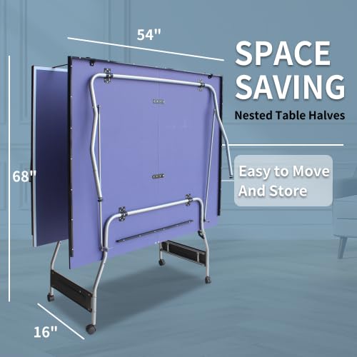 Foldable Mid-Size Ping Pong Table Set - Portable Indoor Table Tennis Game with Net, 2 Paddles & 3 Balls | Perfect for Home, Office & Recreational Use