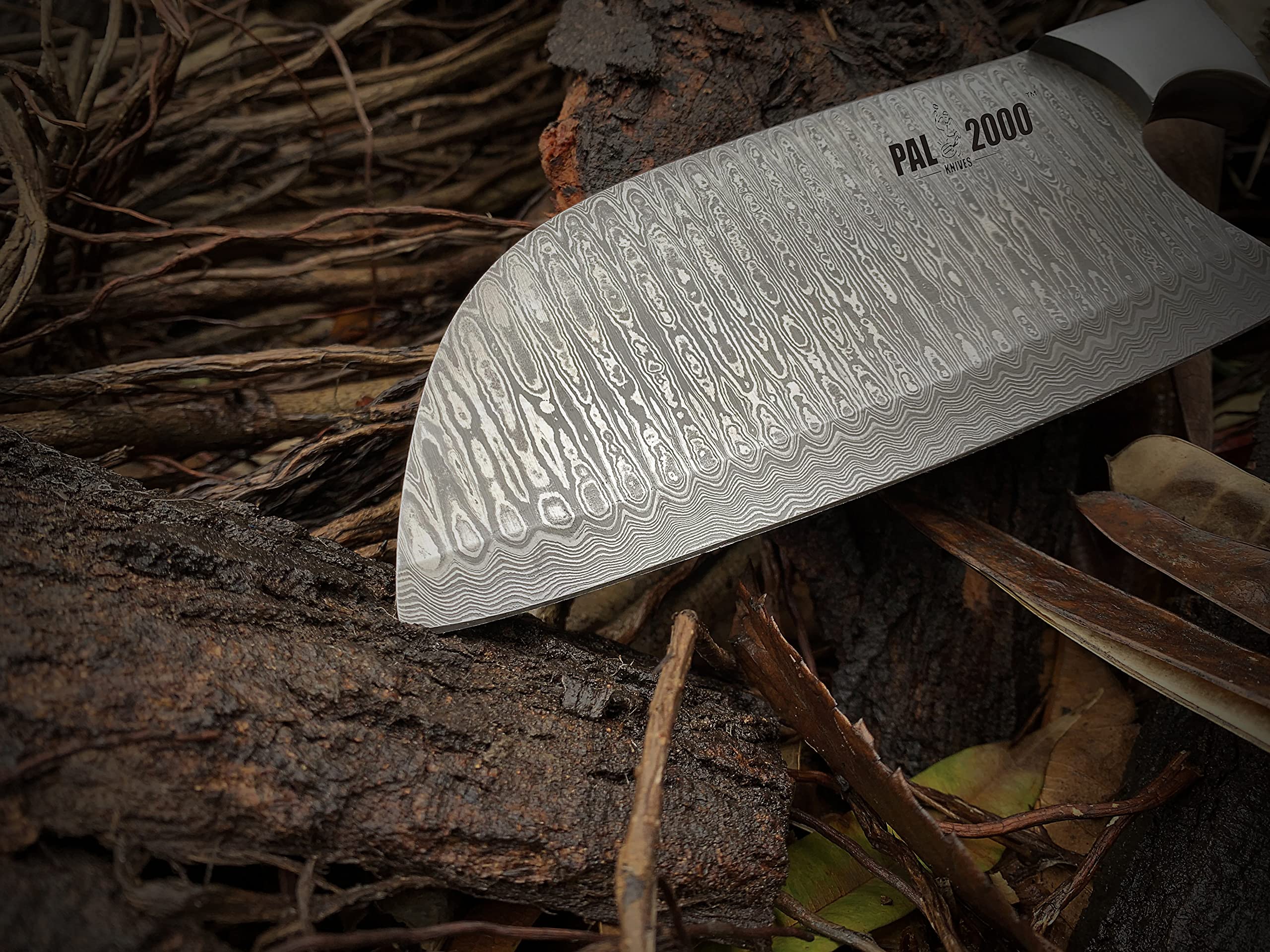 Handmade Damascus Steel Cleaver - Professional Butcher Knife & Serbian Chef Knife with Full Tang & Leather Sheath - Perfect for Meat Cutting, Chopping & Kitchen Prep
