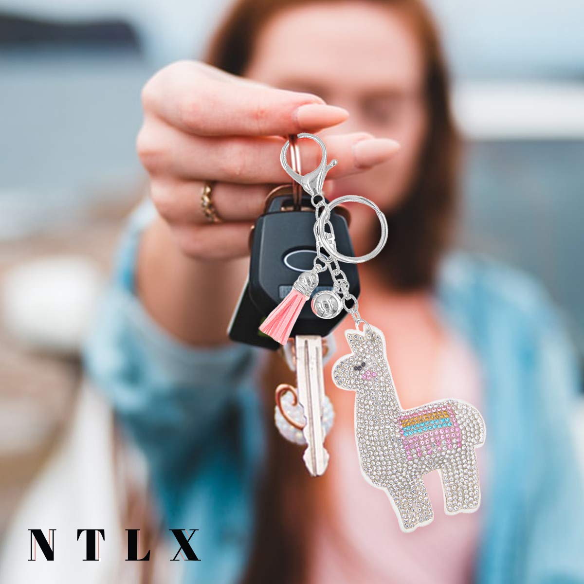 Sparkling NTLX Key Chain Bag Charm - Cute & Stylish Purse Accessory for Women, Luggage, Suitcases, Diaper Bags & Keys - Gift Box Included - Perfect for Travel, Gifts & Everyday Use
