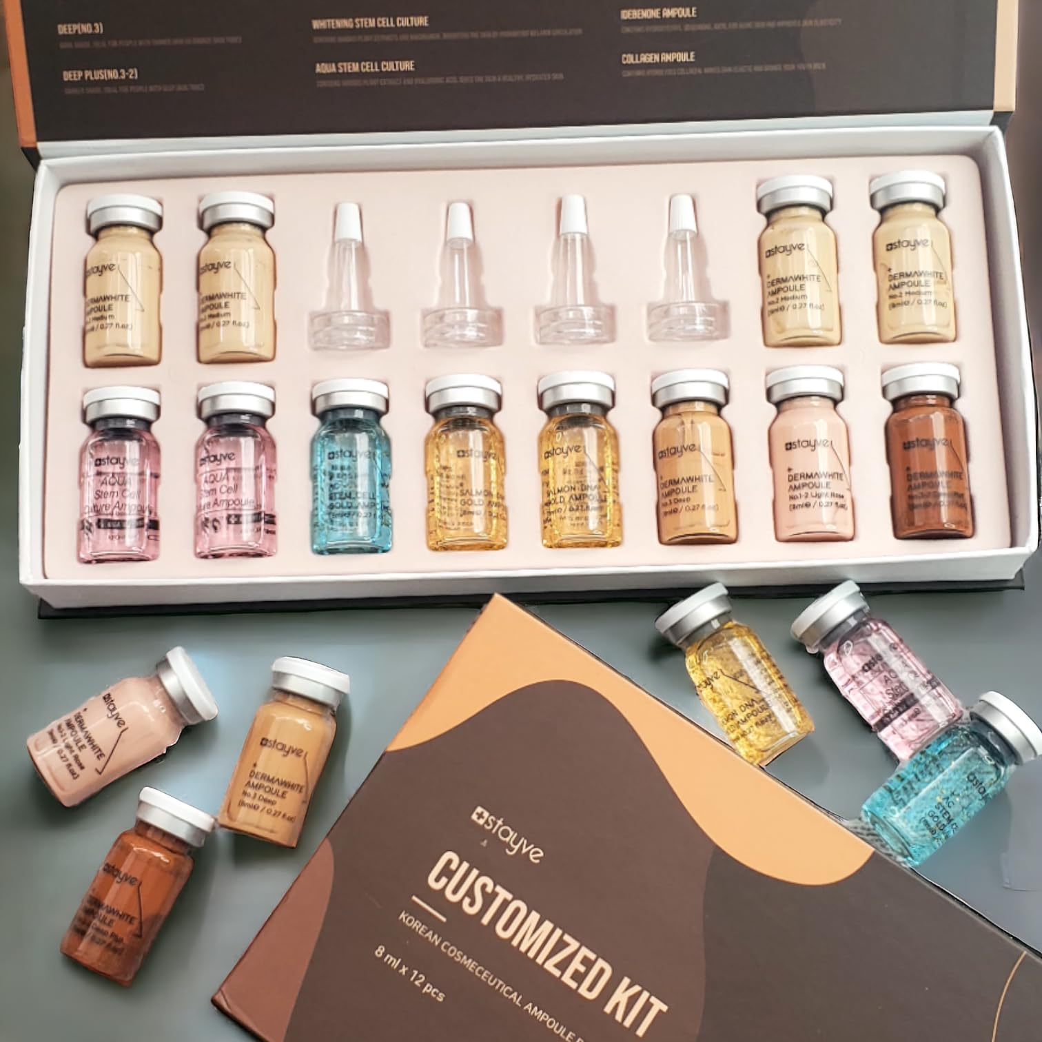 Stayve BB Shine Glow Customized Kit Booster & Pigments Mix - 12 Vials for Flawless Skin Makeup | Perfect for DIY Beauty, Bridal Glow & Professional Makeup Artists