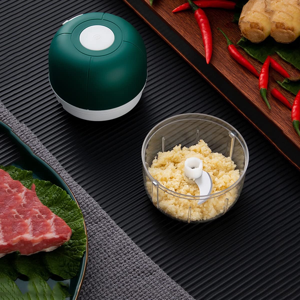 Electric Garlic Chopper & Masher - USB Rechargeable Mini Food Processor for Onions, Vegetables, Fruits (100ml/250ml) | Portable Kitchen Gadget for Cooking, Salads, Baby Food & Meal Prep - Perfect for Home & Travel Use