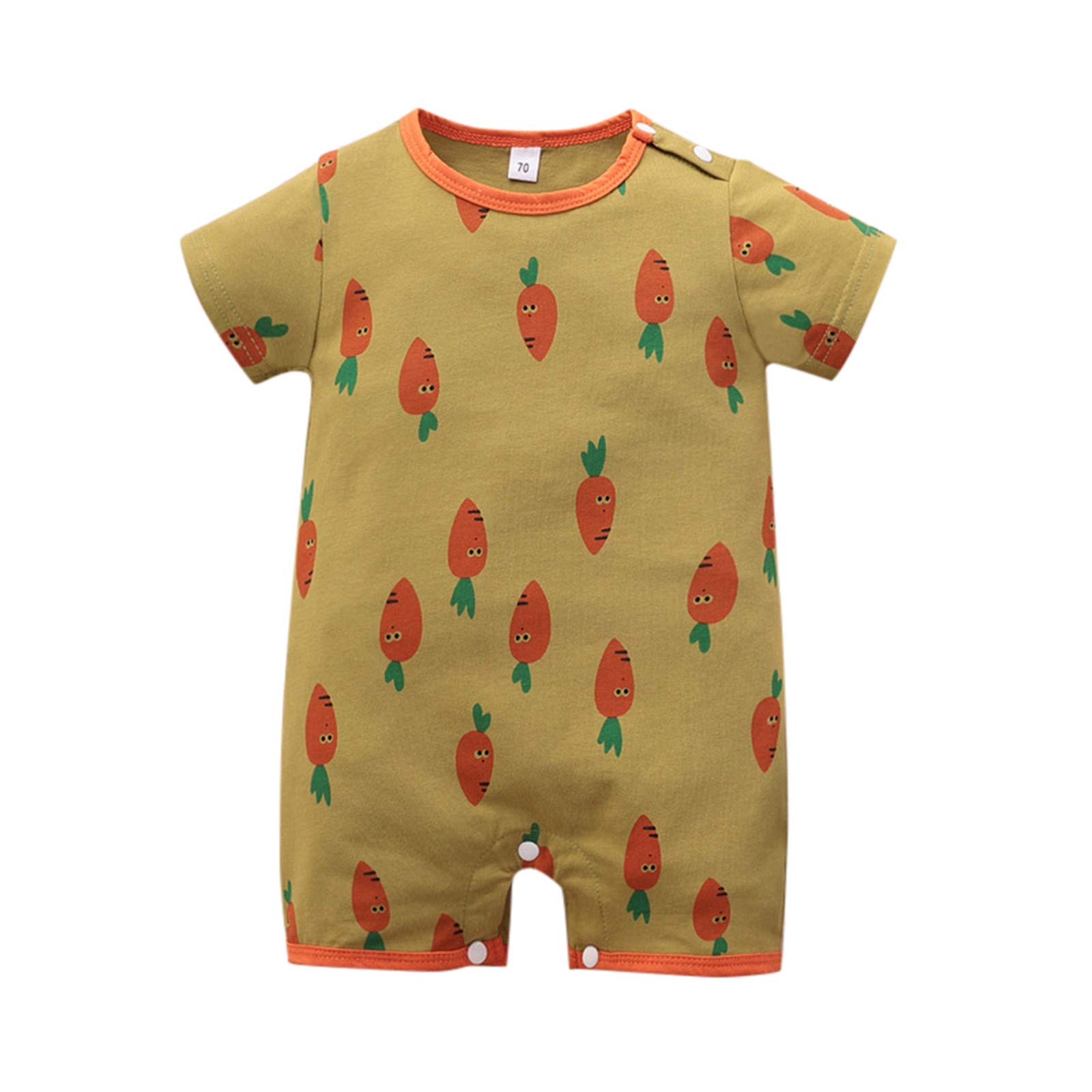 Newborn Baby Girls Boys Short Sleeve Carrot Print Romper Jumpsuit - Soft Cotton Summer Outfit for Infants 0-12 Months | Perfect for Playdates, Photo Shoots & Casual Wear