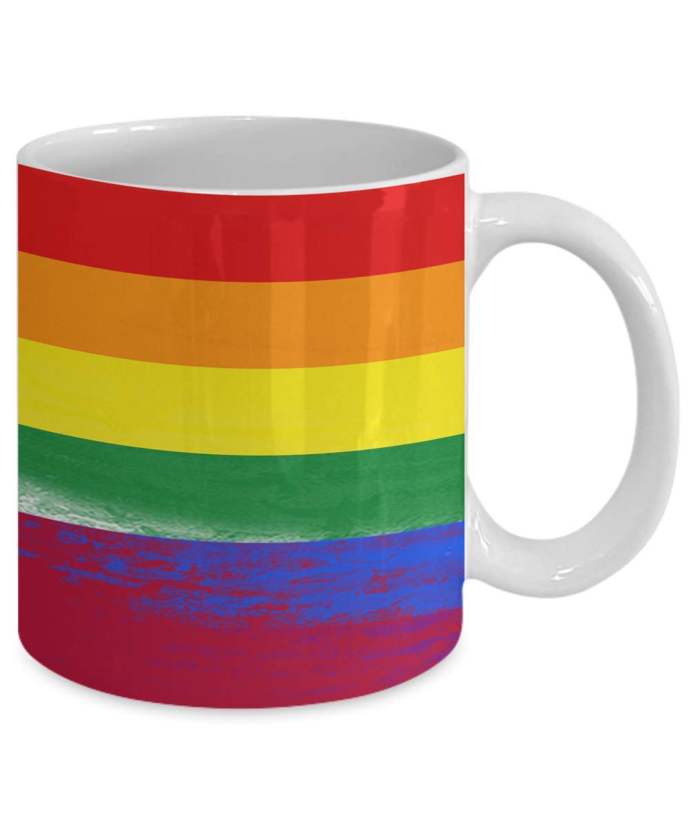 Rainbow Pride LGBTQ Georgia State Flag White Coffee Mug 11oz - Perfect for Pride Celebrations, Office Use & Gift Giving