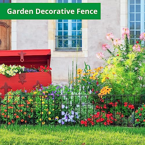 GARVEE 24x15 Inch No Dig Metal Fence - Rustproof Garden Barrier for Dogs, Rabbits & Small Animals | Easy Installation for Yards, Flower Beds & Landscaping