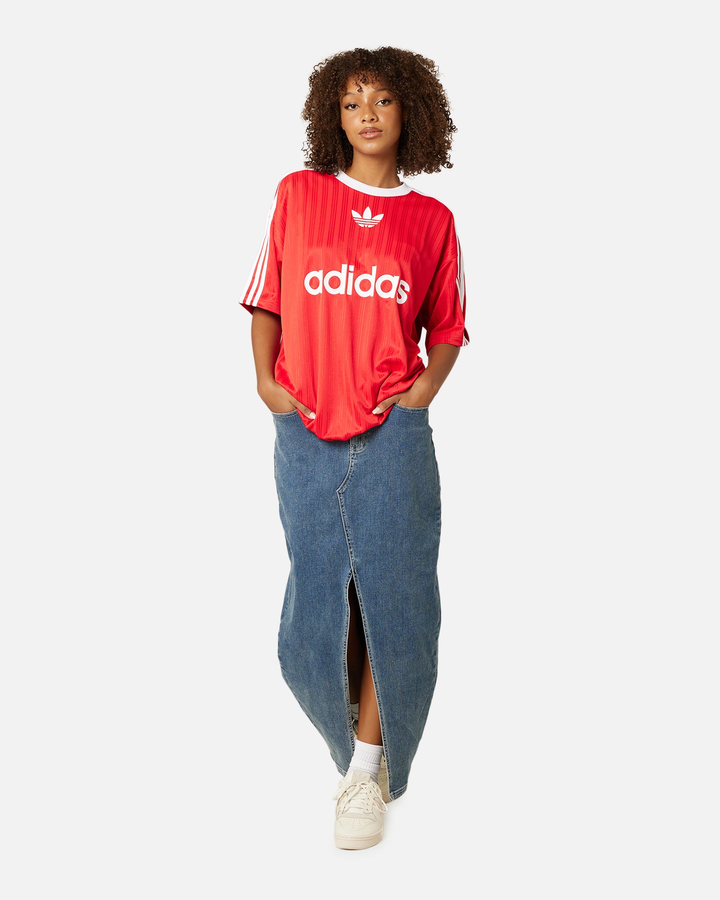 Adidas Adicolor T-Shirt for Men - Better Scarlet & White Cotton Casual Tee for Sports, Gym, and Everyday Wear