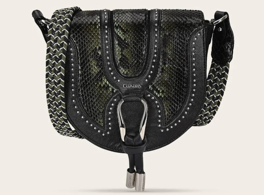 BOD97PH Women's Cuadra Green Python Leather Handbag - Elegant Fashion Clutch for Parties, Weddings & Evening Events