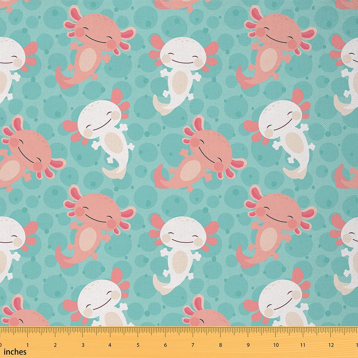 Cute Axolotl Fabric by The Yard - Cartoon Axolotl Upholstery Fabric for Chairs, Kawaii Animal Decorative Fabric for Kids, Boys & Girls - Wildlife Pet Animal Sewing Fabric for DIY Crafts, Green 10 Yards - Perfect for Home Decor, Pillows, and Children's Room Accessories