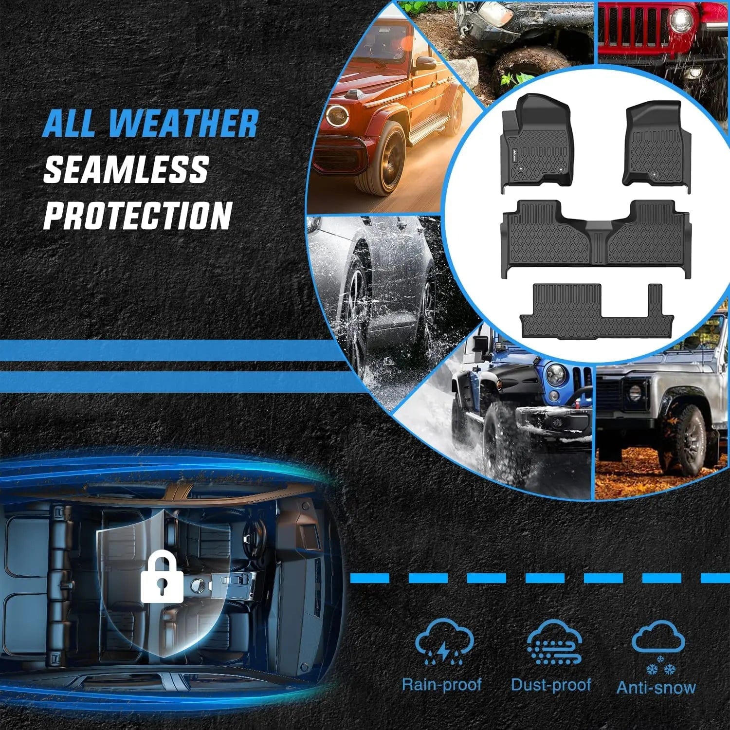 Premium TPE Floor Mats for 2021-2025 Chevrolet Tahoe/GMC Yukon/Cadillac Escalade 2nd Row Bench Seat - All-Weather Protection & Custom Fit - Perfect for Family Road Trips, Camping, and Daily Commutes