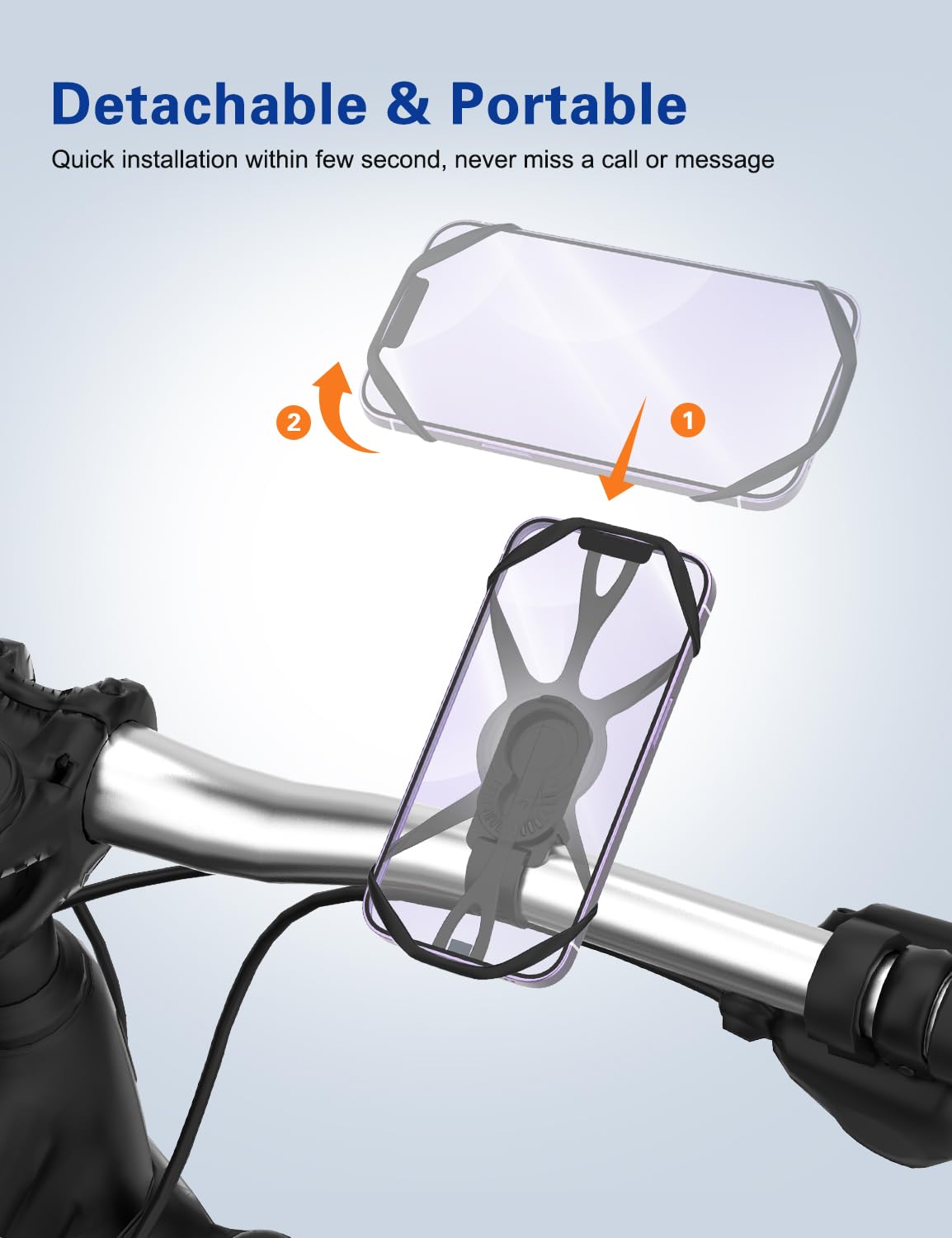 360° Rotatable Bike Phone Holder - Universal Motorcycle & Bicycle Phone Mount for iPhone 15 Pro Max/14/13, Samsung S10 & 4.7-6.8